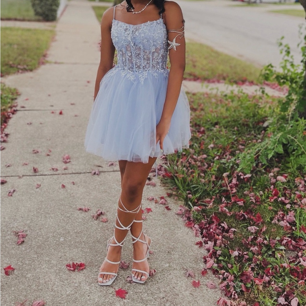 Elegant Light Blue Tulle Dress